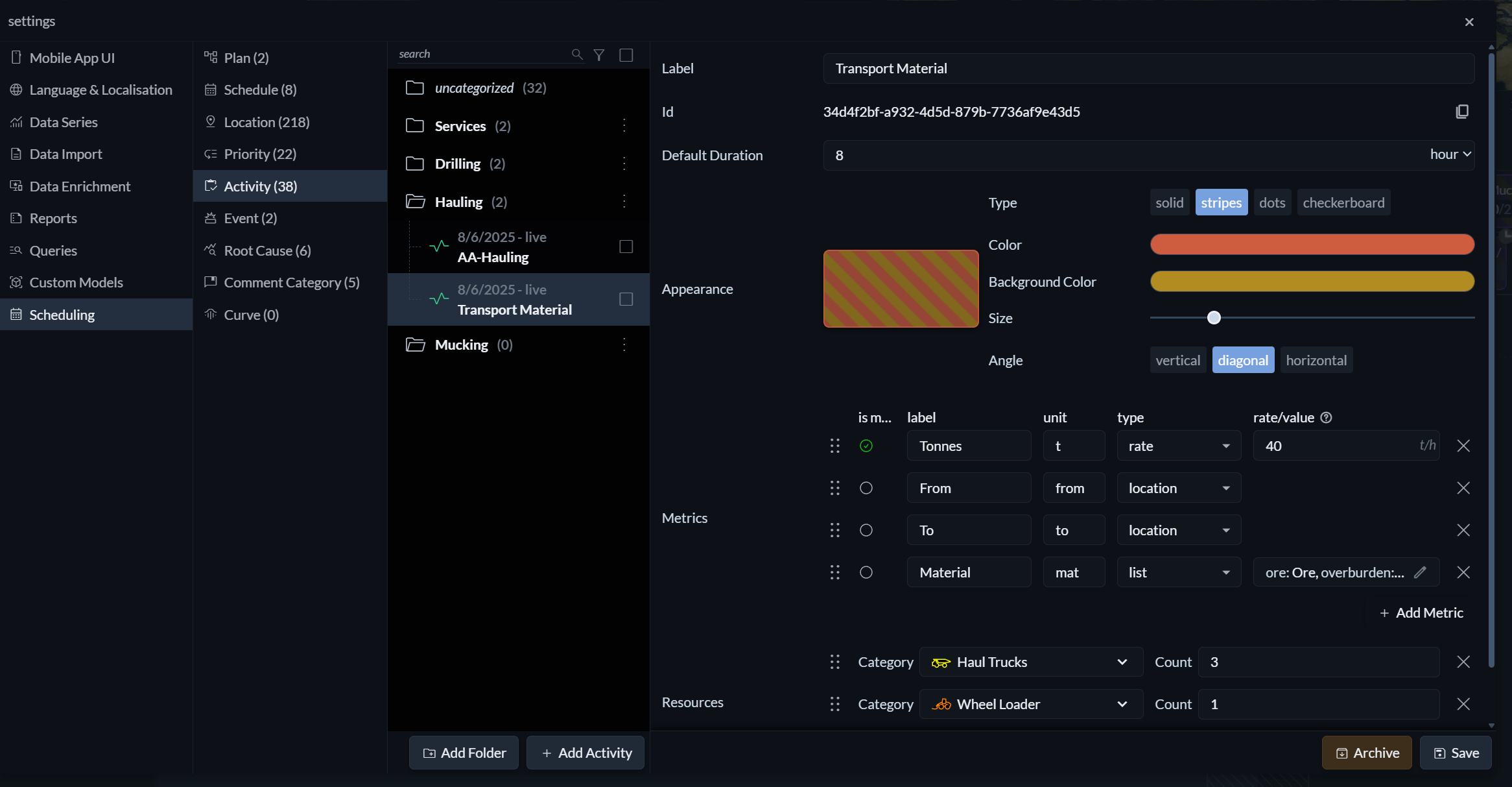 Activity Settings