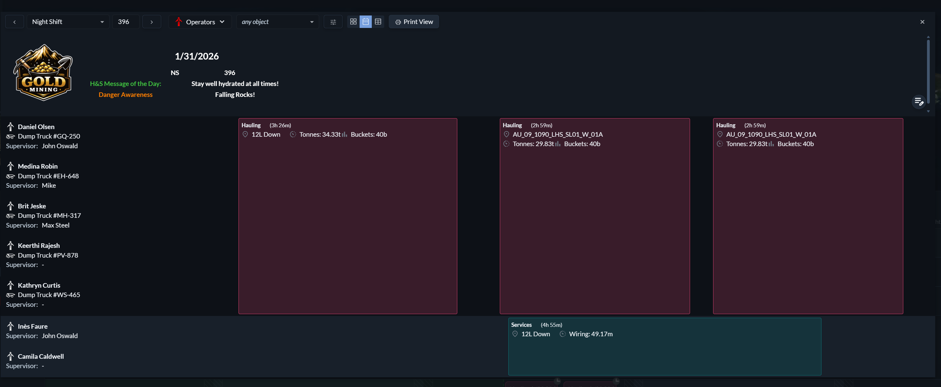 Lineup Timeline View
