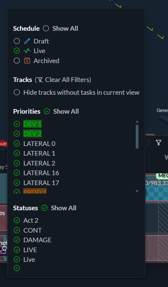 Schedule Filter