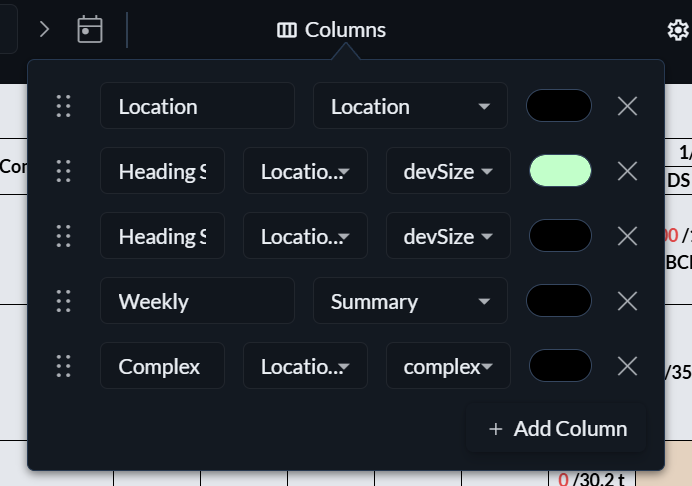 Print View Columns