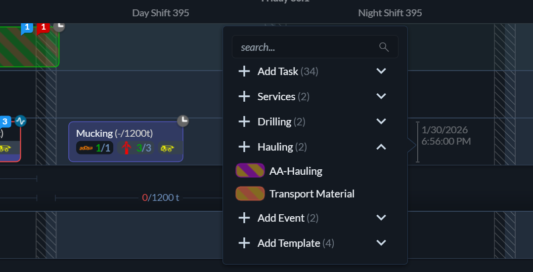 Task Add Menu