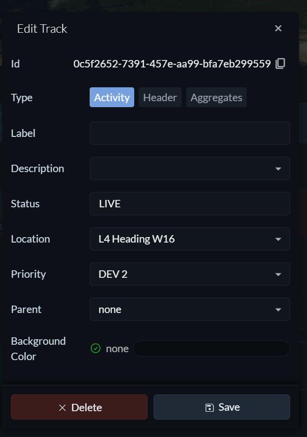 Activity Track Settings