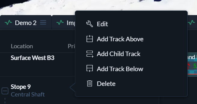 Add Track Menu