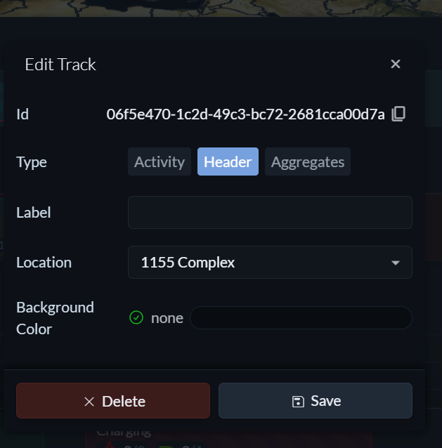 Header Track Settings